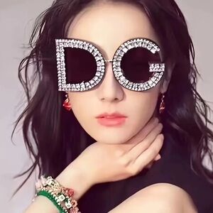 Women's Black & Silver Sunglasses D&G Dolce Fashion Lookalike